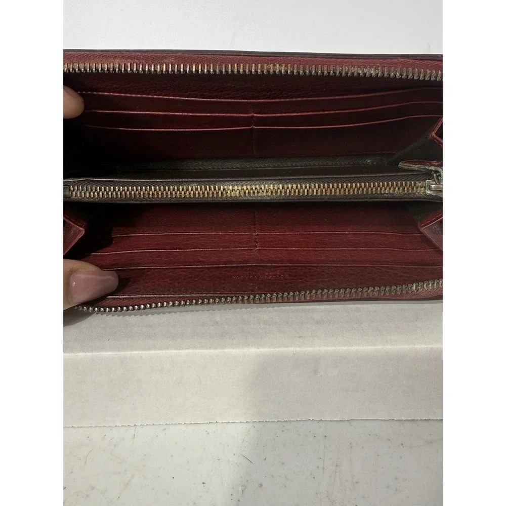 Bottega Veneta Intrecciato Zip Around Leather Wallet Burgundy‎ Made in Italy